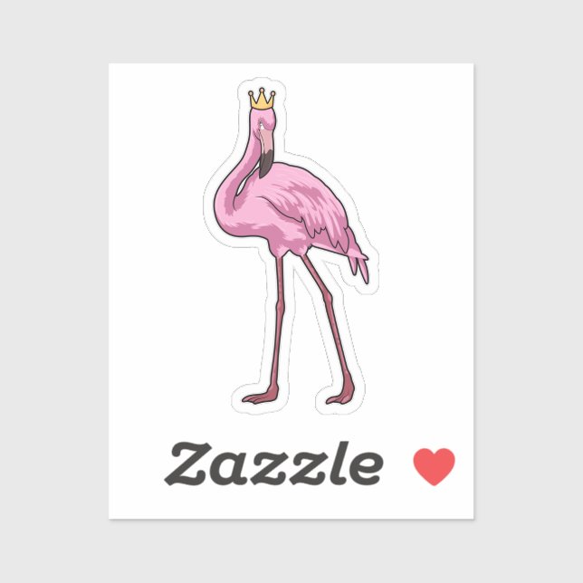 Pegatina Flamingo con corona (Hoja)
