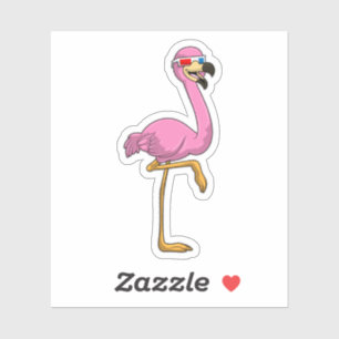 Pegatina Flamingo con gafas