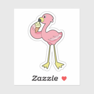 Pegatina Flamingo con helado Waffle