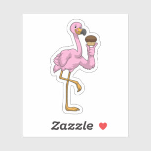 Pegatina Flamingo con Muffin