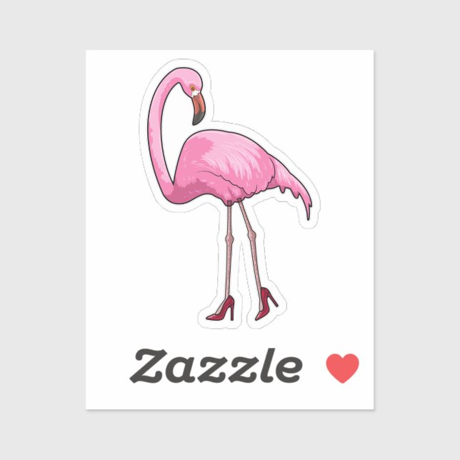 Pegatina Flamingo con tacones altos (Hoja)