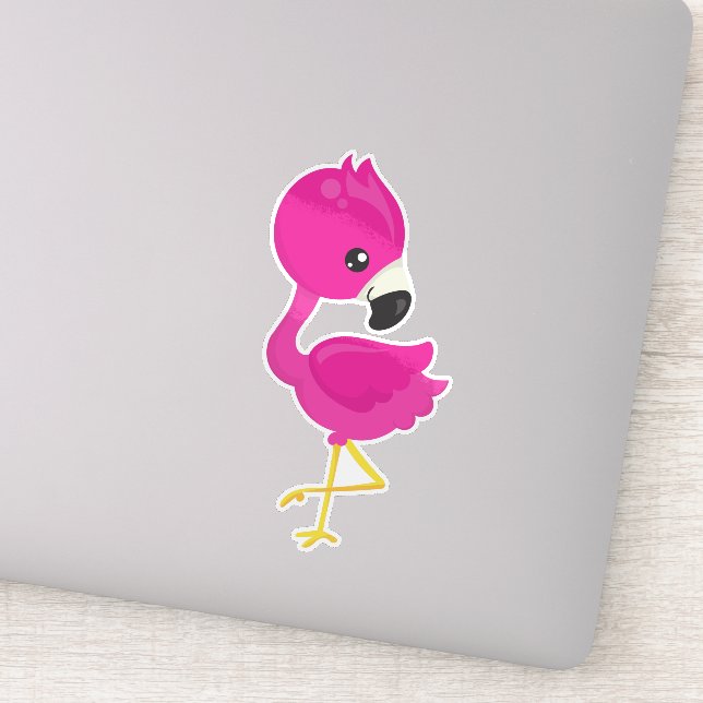 Pegatina Flamingo Cute, Flamingo Rosa, Flamingo Infantil, A (Detalle)