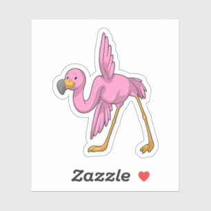 Pegatina Flamingo en ejercicio de Stretching de Yoga