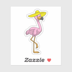 Pegatina Flamingo en la playa con Gorra
