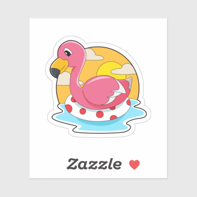 Pegatina Flamingo en Natación con Vida (Hoja)