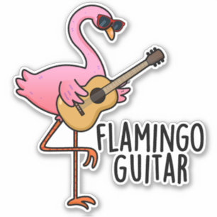 Pegatina Flamingo Guitar Funny Music Pun