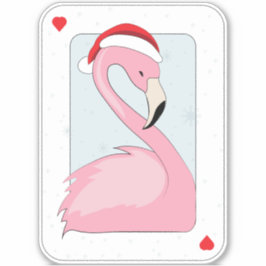 Pegatina Flamingo rosa en Santa Hat