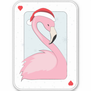 Pegatina Flamingo rosa en Santa Hat