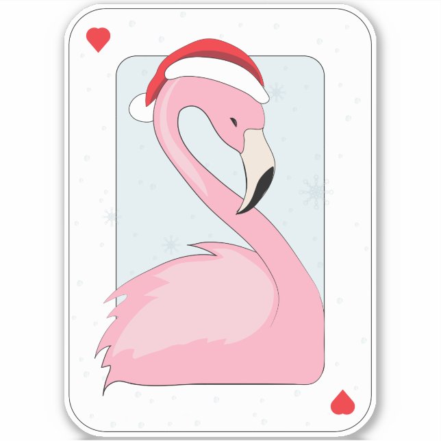 Pegatina Flamingo rosa en Santa Hat (Anverso)