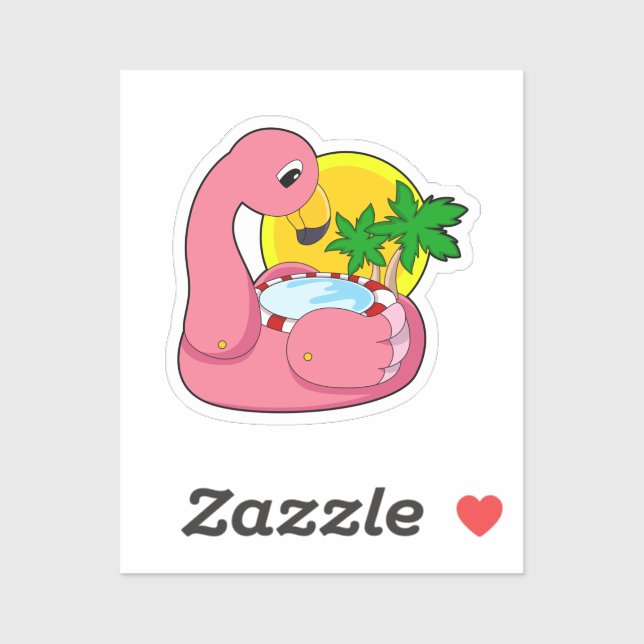 Pegatina Flamingo with Pool (Hoja)