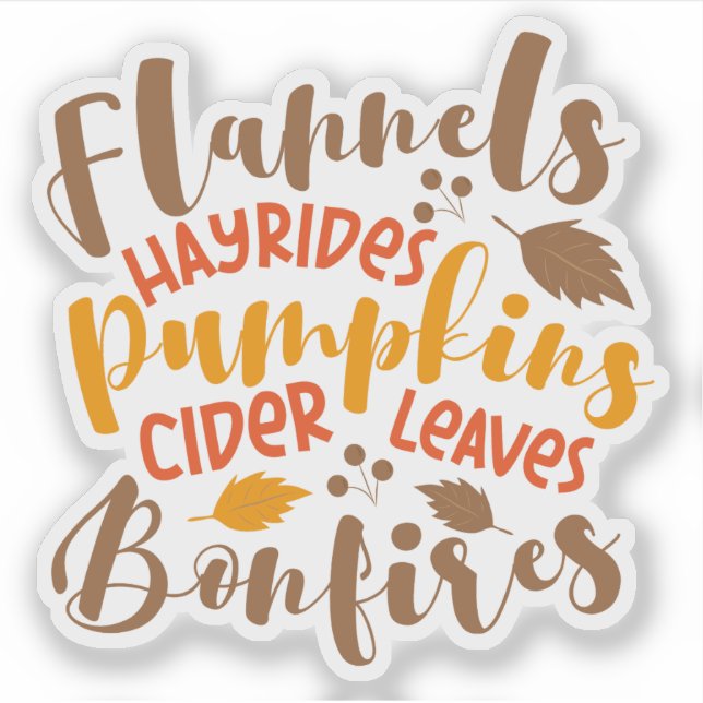 Pegatina Flandes Hay Rides Pumpkins Cider Sale Fuegos (Anverso)