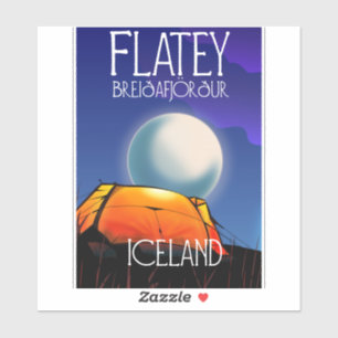 Pegatina Flatey, Breiðafjörður, Islandia, póster de viaje