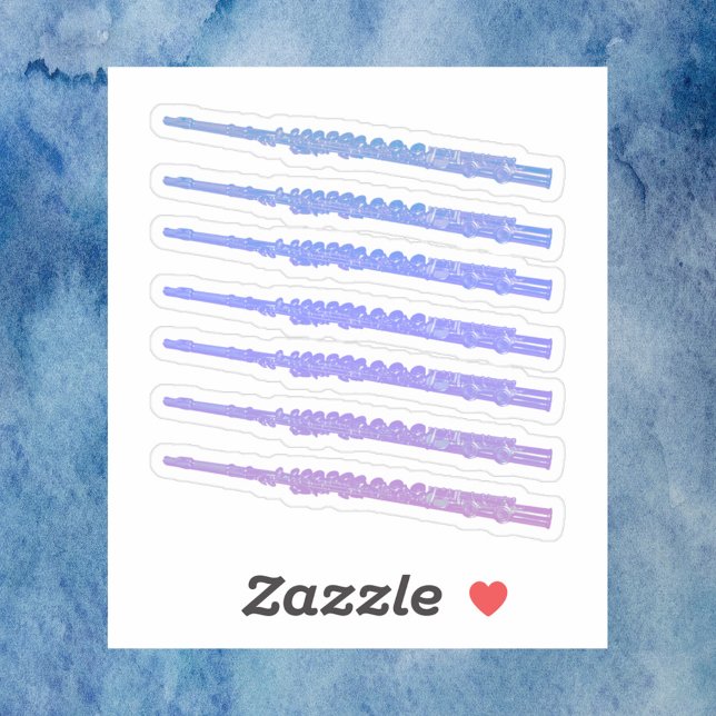 Pegatina Flauta Música Rosa Azul Púrpura (A die cut sticker with pink, blue and purple flutes.)