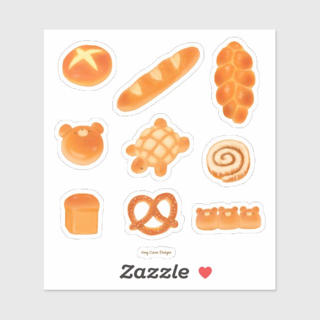 Pegatina Flauta panadería, panecillos, panecillos (Hoja)
