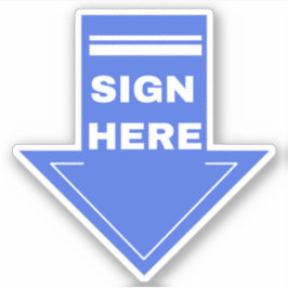 Pegatina Flecha aquí Rótulo azul