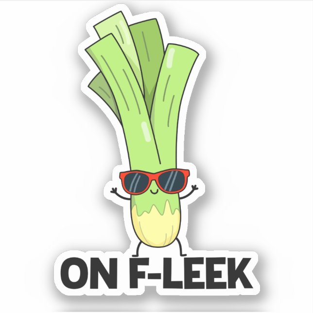 Pegatina Fleek Funny Veggie Leek Pun (Anverso)