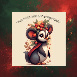 Pegatina Flipping Flapping Merry Christmas Penguin Quirky 