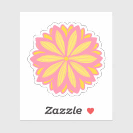 Pegatina Flor Amarilla Y Rosa Botánica