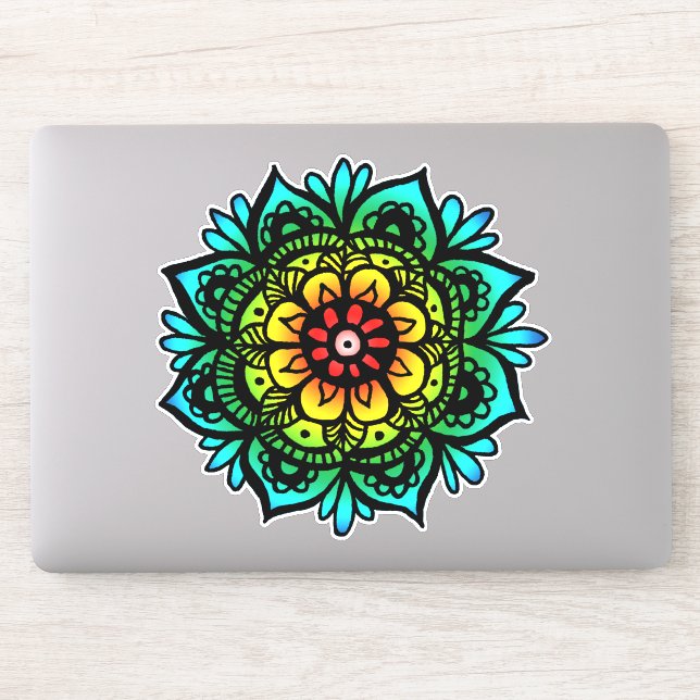 Pegatina Flor arco iris Mandala (Ordenador)
