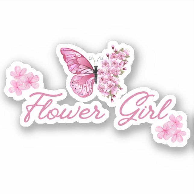 Pegatina flor chica mariposa rosa lindo mínimo (Anverso)