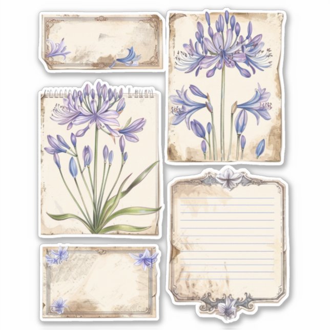 Pegatina Flor de agapanthus Fussy Cut Ephemera (Anverso)
