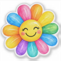 Flor de Arcoíris Feliz Colorida