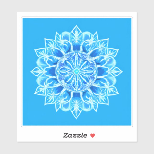 Pegatina Flor de Batik Mandala en turquesa (Hoja)