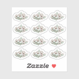 Pegatina Flor de bollo de algodón rústico meridional follaj