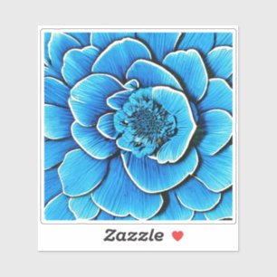 Pegatina Flor de camellia azul grande