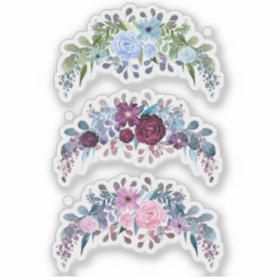 Pegatina Flor de color de agua floral floral wreath retro v