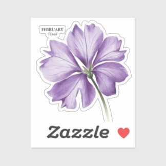 Pegatina Flor de cumpleaños de febrero: regalo personalizad