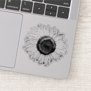 Pegatina Flor de girasol blanco y negro
