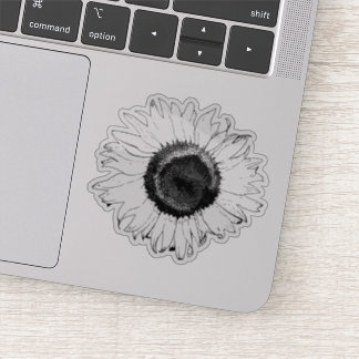 Pegatina Flor de girasol blanco y negro