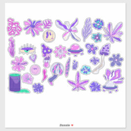 Pegatina Flor de hongo psíquico púrpura trippy