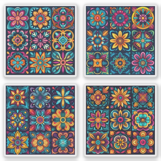 Pegatina Flor de mosaico 13 - 16 (Anverso)