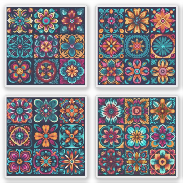 Pegatina Flor de mosaico 21 - 24 (Anverso)