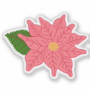 Pegatina Flor de Nochebuena rosa de Navidad