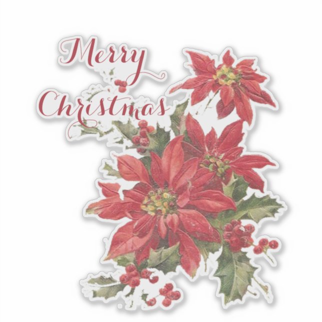 Pegatina Flor de Nochebuena y acebo (Anverso)