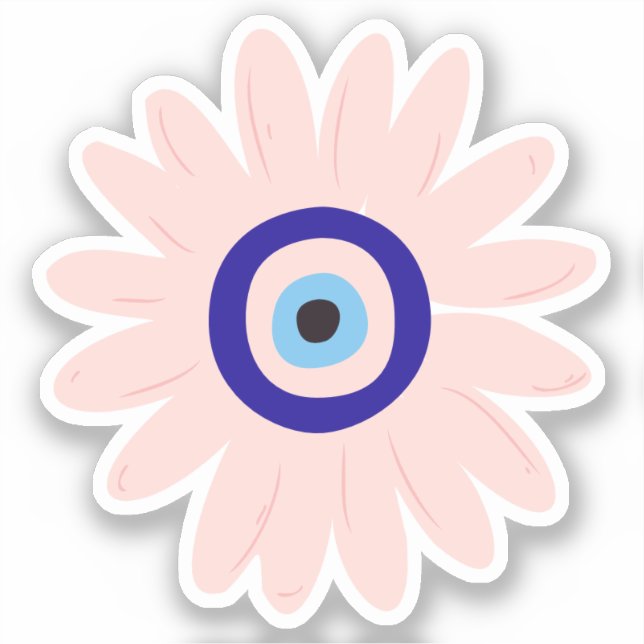 Pegatina Flor de ojos de mal gusto rosado (Anverso)