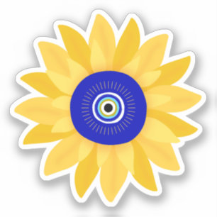 Pegatina Flor de ojos malvada de girasol suave