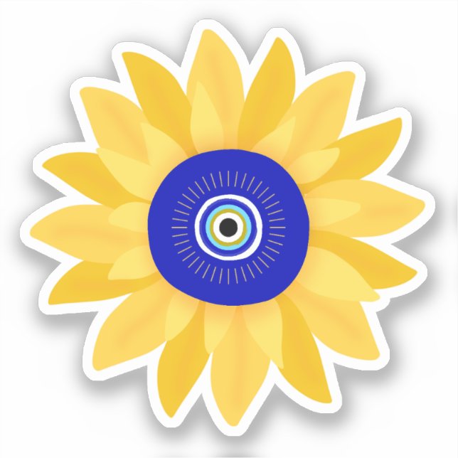 Pegatina Flor de ojos malvada de girasol suave (Anverso)