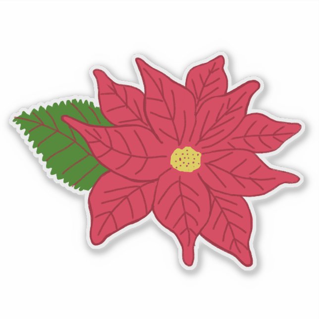 Pegatina Flor de Pascua de Navidad roja (Anverso)