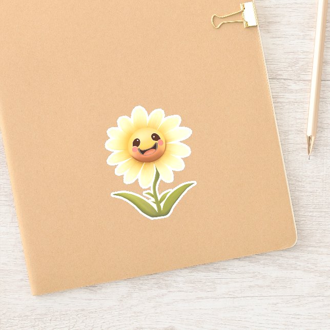 Pegatina Flor feliz de amarillo suave (Cuaderno)