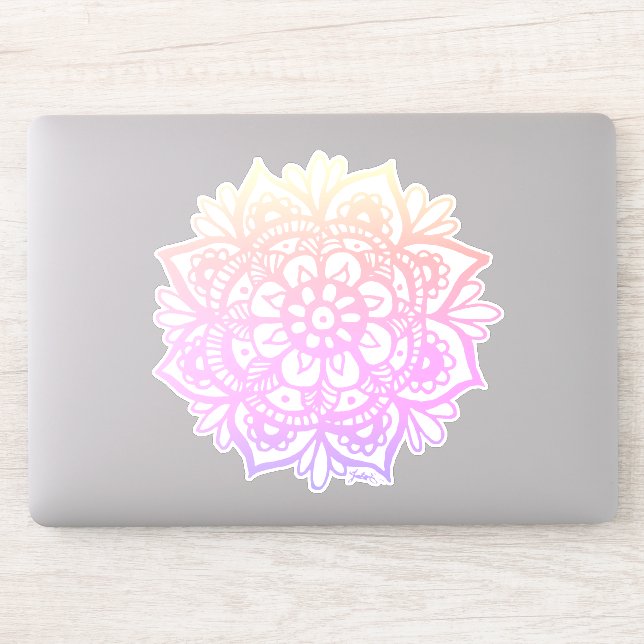 Pegatina Flor Girly Pastel Mandala (Ordenador)