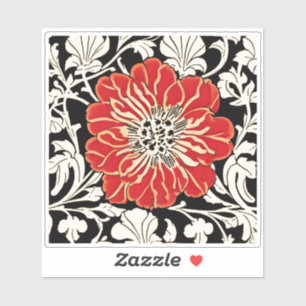 Pegatina Flor grande de estilo Art Nouveau rojo