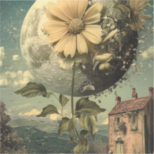 Pegatina Flor iluminada por luna y encanto vintage