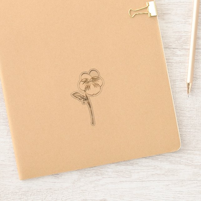Pegatina Flor Pansy Violeta de Oro (Cuaderno)