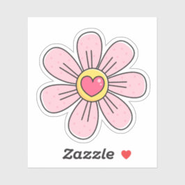 Pegatina Flor rosa cúpula con corazón