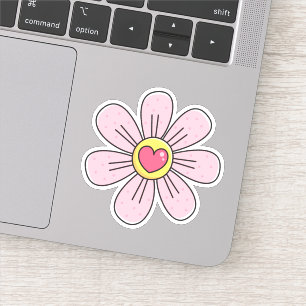 Pegatina Flor rosa cúpula con corazón