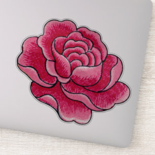 Pegatina Flor rosa rosa de color agua